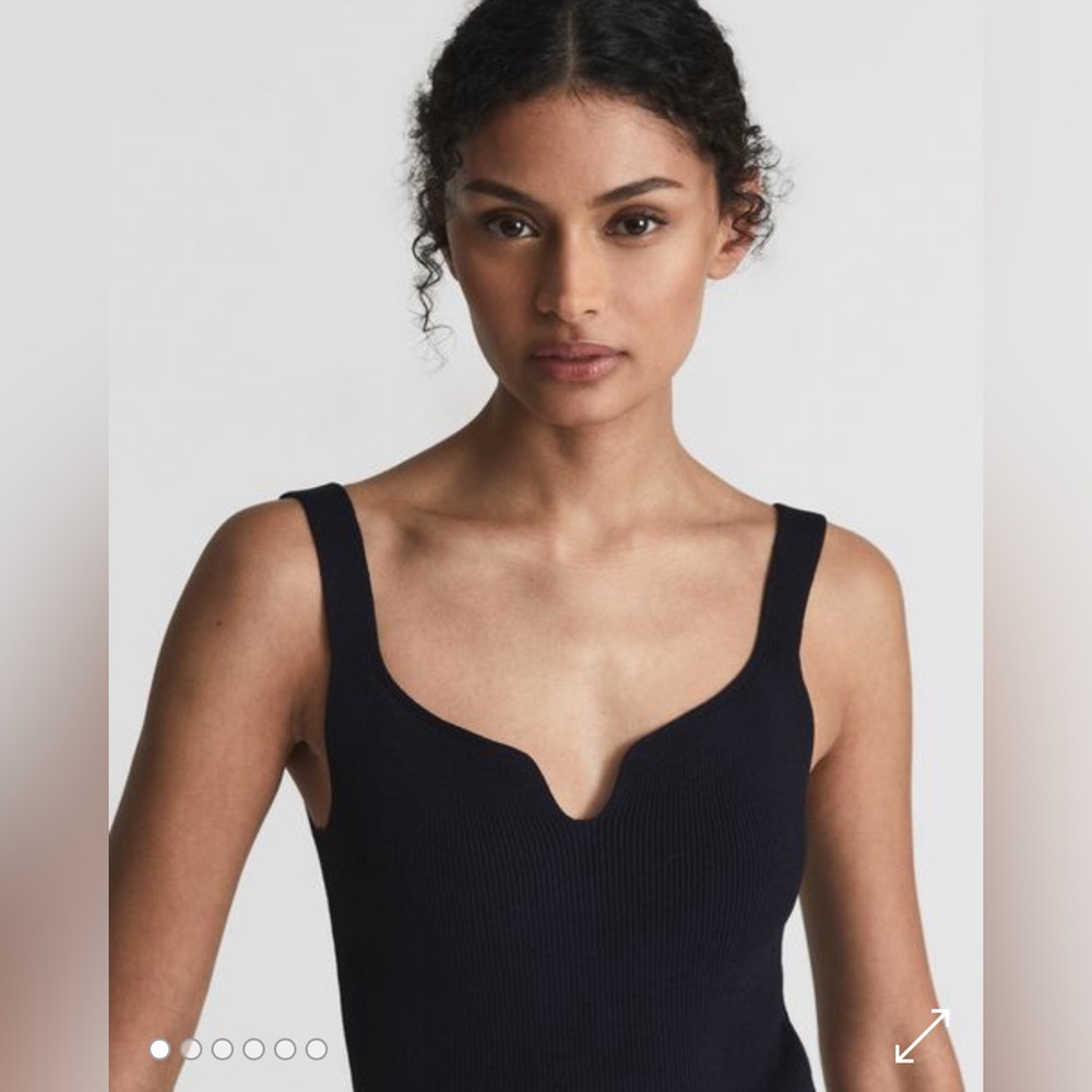REISS - NWOT - Size S - Navy Sweetheart Neck Top